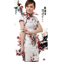 Robe Chinoise Courte Coton Fleur Cerisier