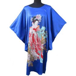 Kimono Robe Chinois Bleu