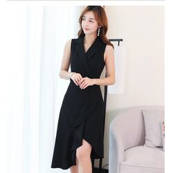 Robe Chinoise Cocktail Noire Motif