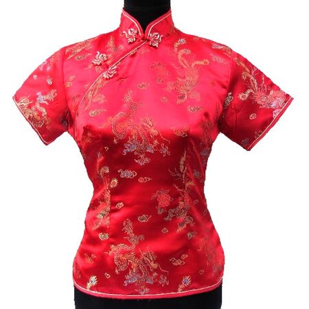 Chemise Chinois Femme Rouge