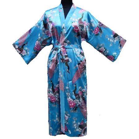 Kimono Longue Bleu Motif