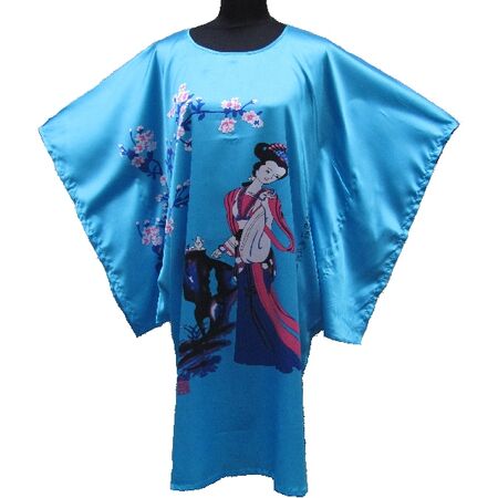 Kimono Robe Courte Bleu Fleur