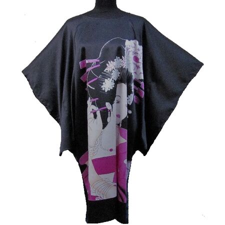 Kimono Robe Courte Noir Ete