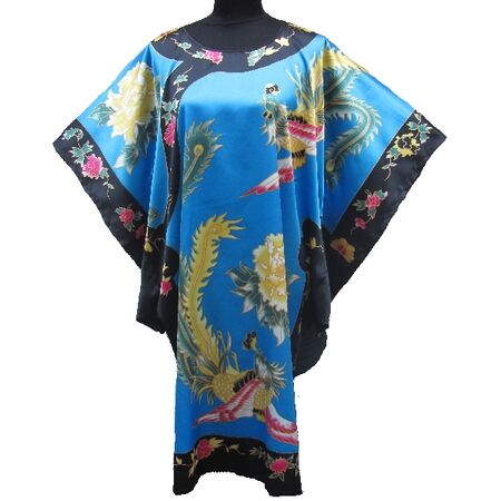 Kimono Robe Turquoise Motif Bonheur